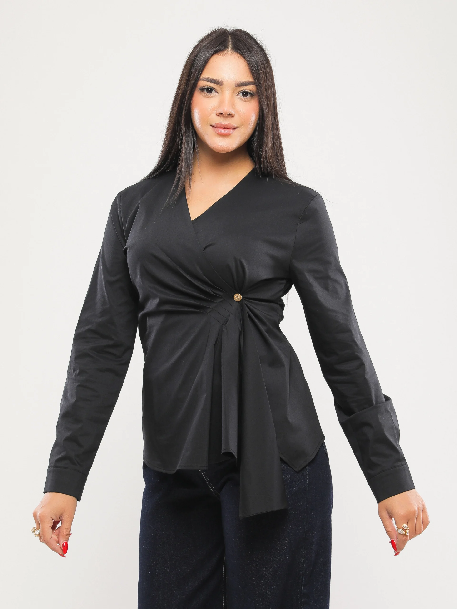 CHEMISE FLUIDE CROISÉE À COL V